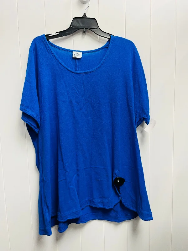 Top Short Sleeve By Oh My Gauze In Blue, Size: 3x