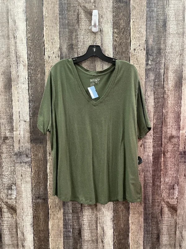 Top Short Sleeve By Terra & Sky In Green, Size: 2x