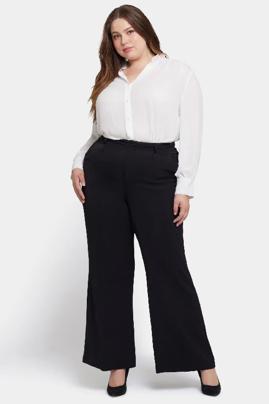 Wide Leg Trouser Pants In Plus Size - Black