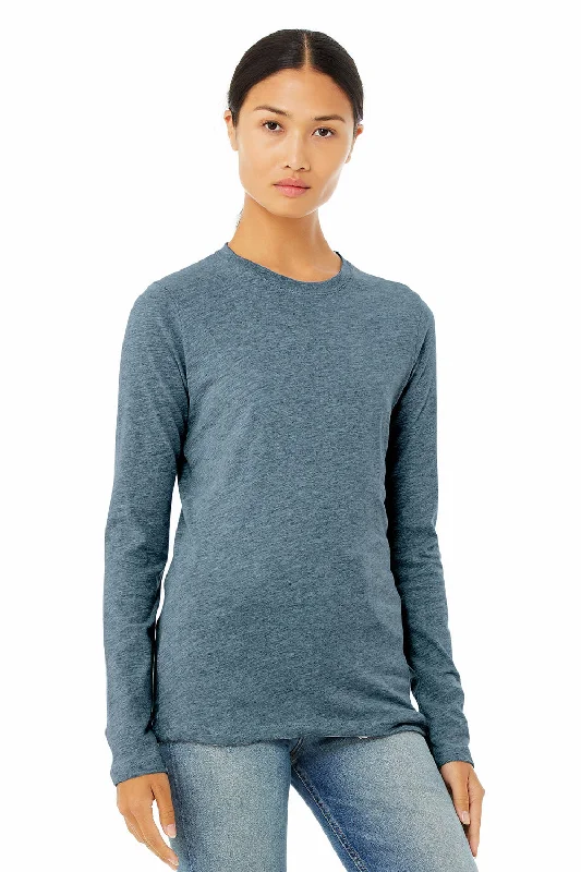 Bella + Canvas Womens Jersey Long Sleeve Crewneck T-Shirt - Heather Deep Teal