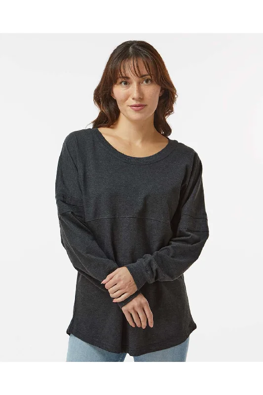 Boxercraft Womens Pom Pom Long Sleeve Crewneck T-Shirt - Charcoal Grey