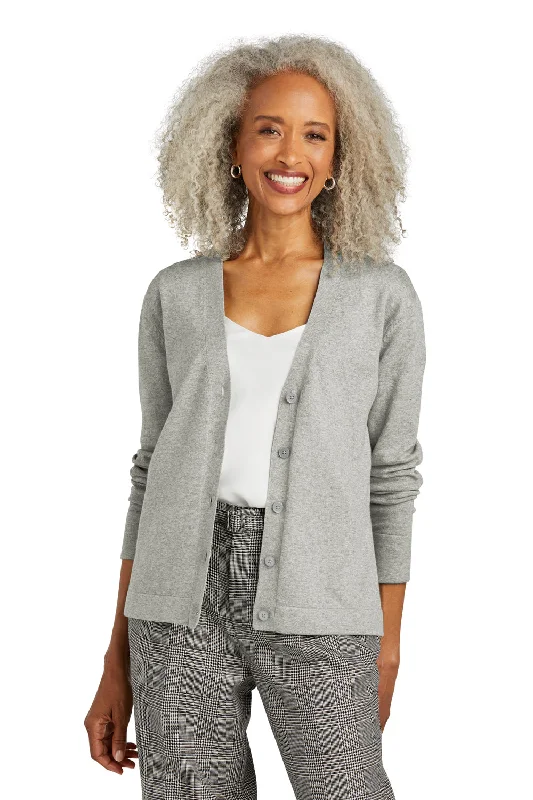 Brooks Brothers Womens Long Sleeve Cardigan Sweater - Heather Light Shadow Grey