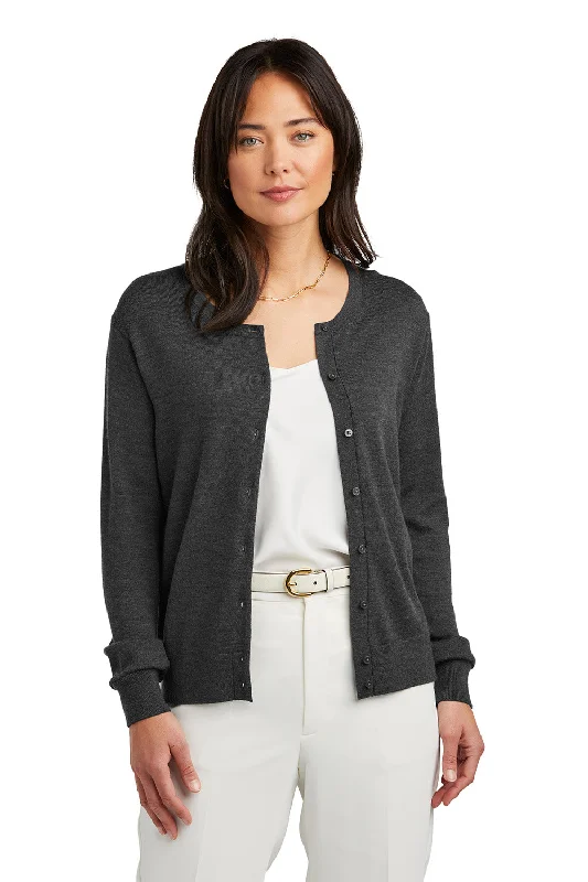 Brooks Brothers Womens Merino Long Sleeve Button Front Cardigan Sweater - Heather Windsor Grey - New