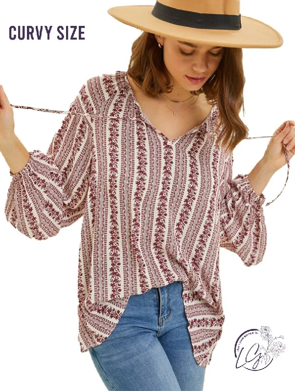 Curvy Breezy Boho Flare Blouse