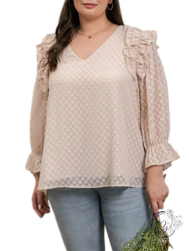 Curvy Ruffle Dotted Blouse