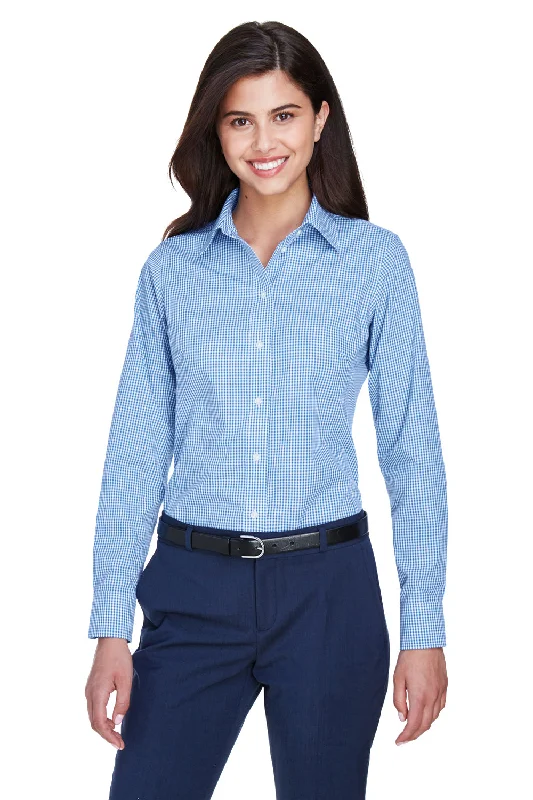 Devon & Jones Womens Crown Woven Collection Wrinkle Resistant Long Sleeve Button Down Shirt - French Blue