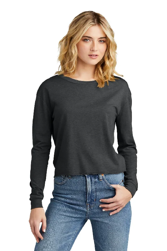 District Womens Perfect Tri Midi Long Sleeve Crewneck T-Shirt - Black Frost