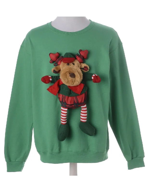 Fashionable Ease Label Novelty Christmas Sweatshirt