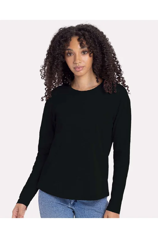 Next Level Womens Relaxed Long Sleeve Crewneck T-Shirt - Black