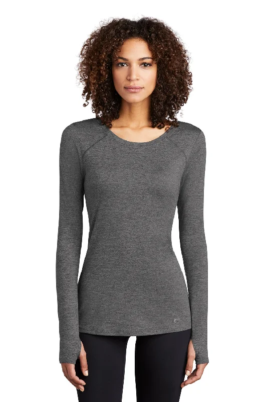 Ogio Womens Endurance Force Moisture Wicking Long Sleeve Crewneck T-Shirt - Heather Gear Grey