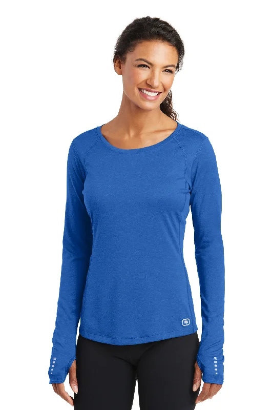 Ogio Womens Endurance Pulse Jersey Moisture Wicking Long Sleeve Crewneck T-Shirt - Electric Blue