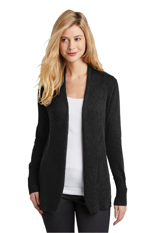 Port Authority Womens Long Sleeve Cardigan Sweater - Black