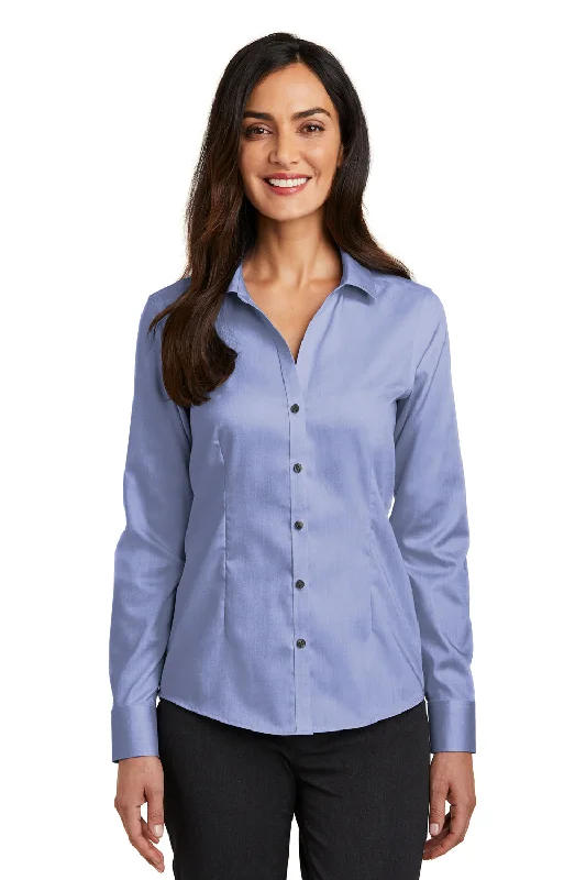 Red House Womens Pinpoint Oxford Wrinkle Resistant Long Sleeve Button Down Shirt - Vintage Navy Blue - Closeout