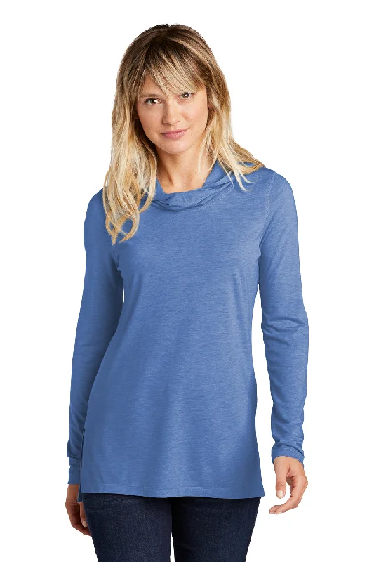 Sport-Tek Womens Moisture Wicking Cowl Neck Long Sleeve T-Shirt - Heather True Royal Blue