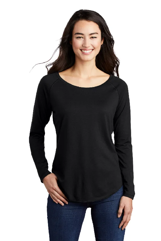 Sport-Tek Womens Moisture Wicking Long Sleeve Scoop Neck T-Shirt - Black