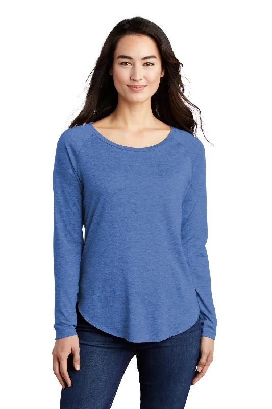 Sport-Tek Womens Moisture Wicking Long Sleeve Scoop Neck T-Shirt - Heather True Royal Blue