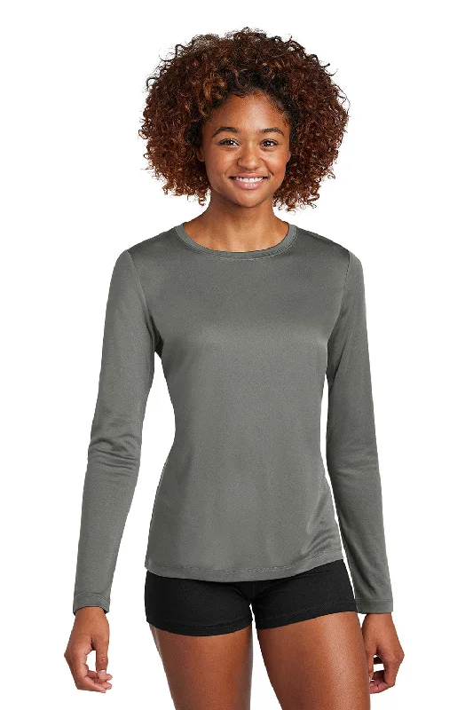 Sport-Tek Womens Posi-UV Pro Moisture Wicking Long Sleeve Crewneck T-Shirt - Dark Smoke Grey - New