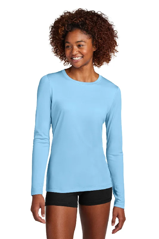 Sport-Tek Womens Posi-UV Pro Moisture Wicking Long Sleeve Crewneck T-Shirt - Light Blue - New