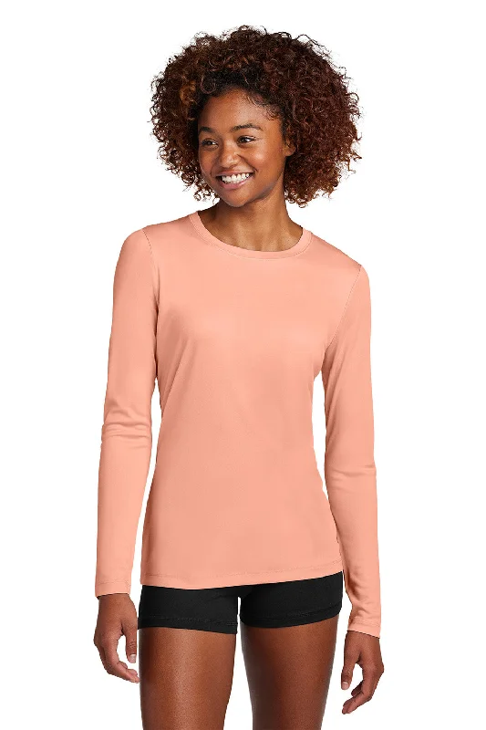 Sport-Tek Womens Posi-UV Pro Moisture Wicking Long Sleeve Crewneck T-Shirt - Soft Coral - New