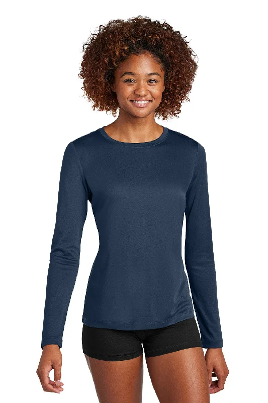 Sport-Tek Womens Posi-UV Pro Moisture Wicking Long Sleeve Crewneck T-Shirt - True Navy Blue - New