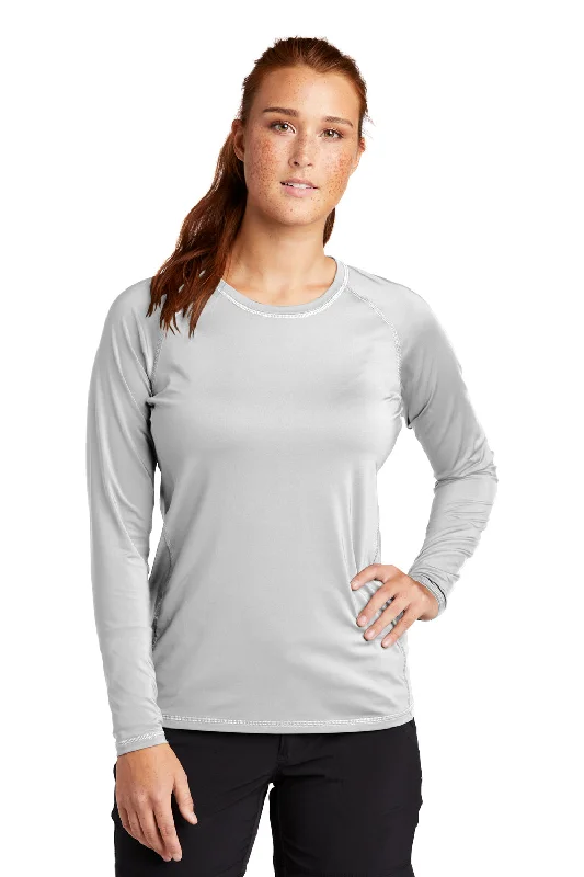 Sport-Tek Womens Rashguard Moisture Wicking Long Sleeve Crewneck T-Shirt - White